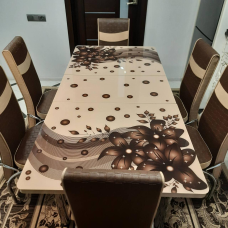 Комплект обідній скляний стіл для кухні та 6 стільців Туреччина