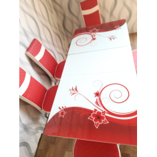 Стіл обідній кухонний і 6 стільців Калене скло Туреччина (130*80 см вставка 40 см)