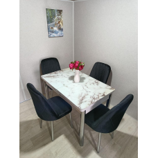Комплект обідній кухонний стіл і 4 стільці загартоване скло 110*70+30 см Туреччина