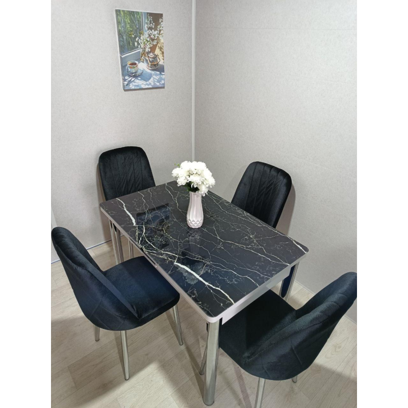 Комплект обідній кухонний стіл і 4 стільці загартоване скло 110*70+30 см Туреччина