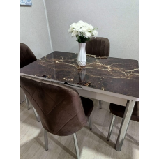 Комплект обідній кухонний стіл і 4 стільці загартоване скло 110*70+30 см Туреччина