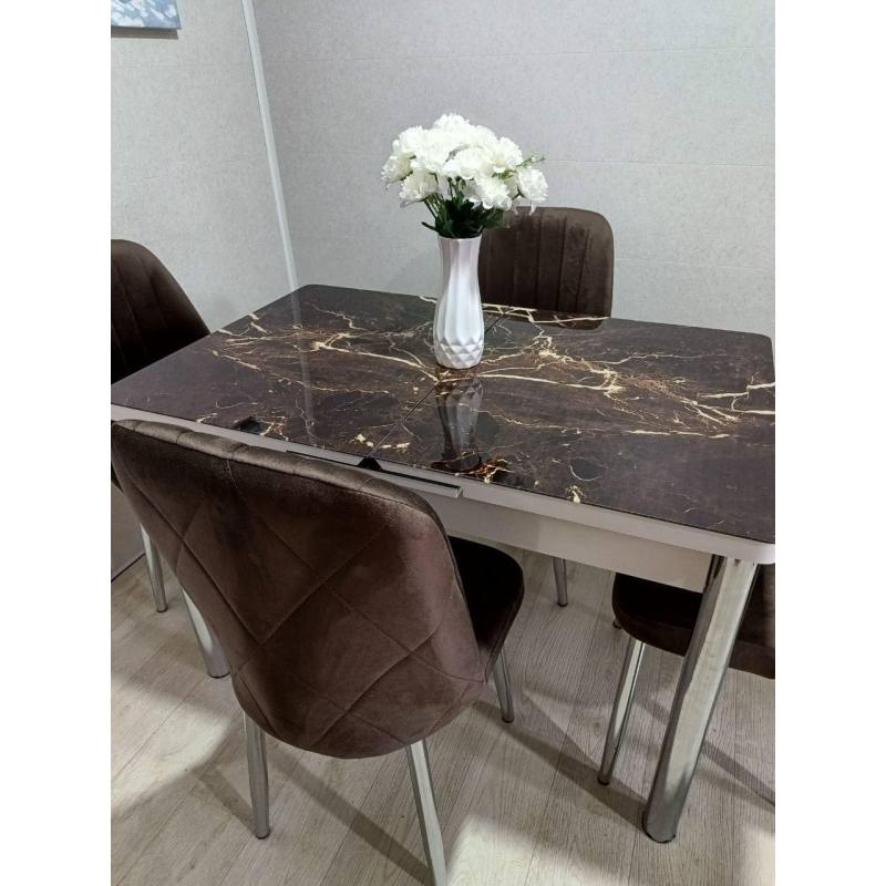 Комплект обідній кухонний стіл і 4 стільці загартоване скло 110*70+30 см Туреччина