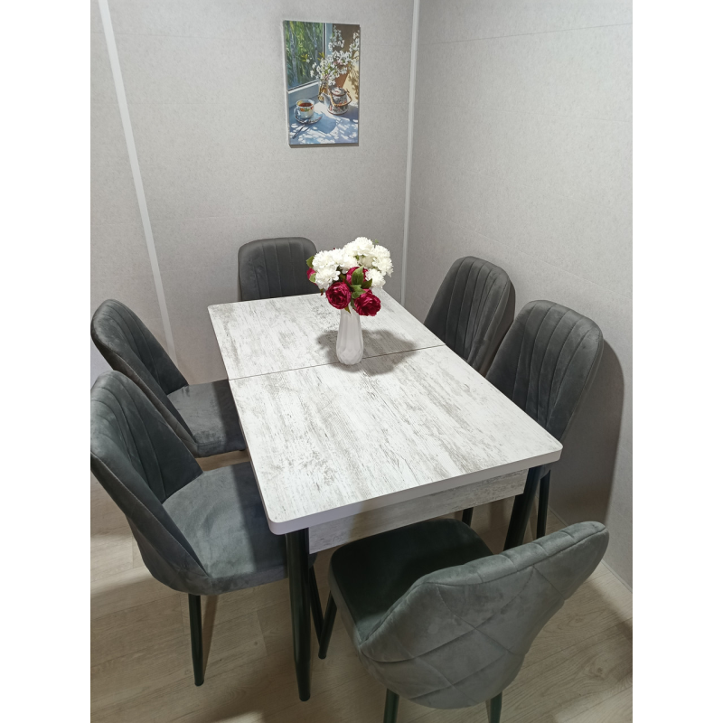 Комплект обідній стіл для кухні та 6 стільців Туреччина (130*80 см вставка 40 см)