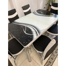 Розпродаж! Комплект обідній кухонний стіл і 6 стільців Калене скло Туреччина