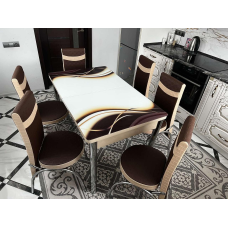 Обідній кухонний стіл і 6 стільців. Стекло