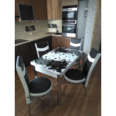 Обідній комплект розкладний стіл із каленого скла та 4 стільці. Турція