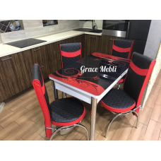 Стіл і 4 стільці Обідній комплект розкладний стіл зі скла Туреччина