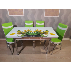 Комплект розкладний кухонний стіл і 4 стільці гартоване скло. Туреччина