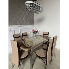 Обідній комплект. Розкладний скляний стіл і 6 стільців Туреччина