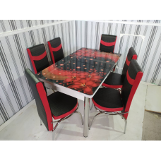 Обідні комплекти. Розкладний скляний стіл і 6 стільців Туреччина