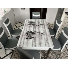 Обідні комплекти. Розкладний скляний стіл і 6 стільців Туреччина