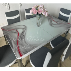 Обідній комплект скляний розсувний стіл і 6 Стільців Туреччина з 3 d ефектом.