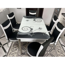 Обідні комплекти. Розкладний скляний стіл і 6 стільців Туреччина