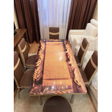 Комплект кухонний стіл і 4 стільці гартоване скло 130*80*170 см Туреччина