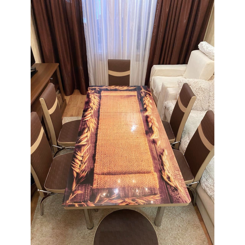 Комплект кухонний стіл і 4 стільці гартоване скло 130*80*170 см Туреччина