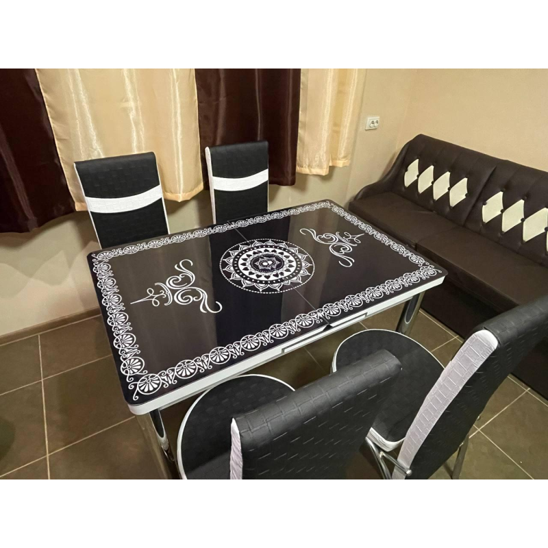 Стіл із 4 стільцями! Комплект меблів для кухні. Туреччина. Гартоване Скло