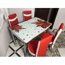 Комплект стіл і 4 стільці. Туреччина. Скляний стіл зі стільцями на кухню. Розмір столу 110*70