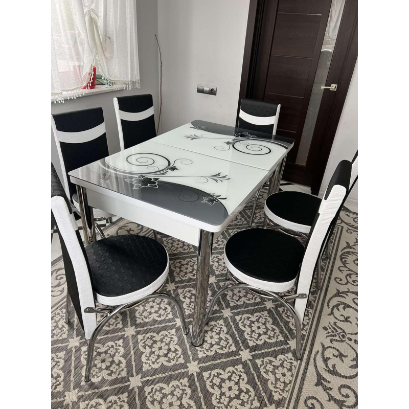 Комплект кухонний стіл і 4 стільці гартоване скло 110*70*140 см Туреччина