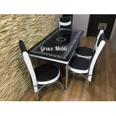 Комплект кухонний стіл і 4 стільці гартоване скло 110*70*140 см Туреччина