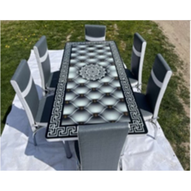 Кухонний стіл + 6 стільців Скло. Розмір стола 130 * 80 см + 40 см ТУРЦІЯ