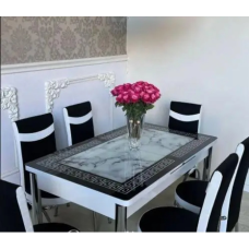 Розпродаж! Обідній комплект розкладний стіл і 6 стільців. Калене скло Туреччина