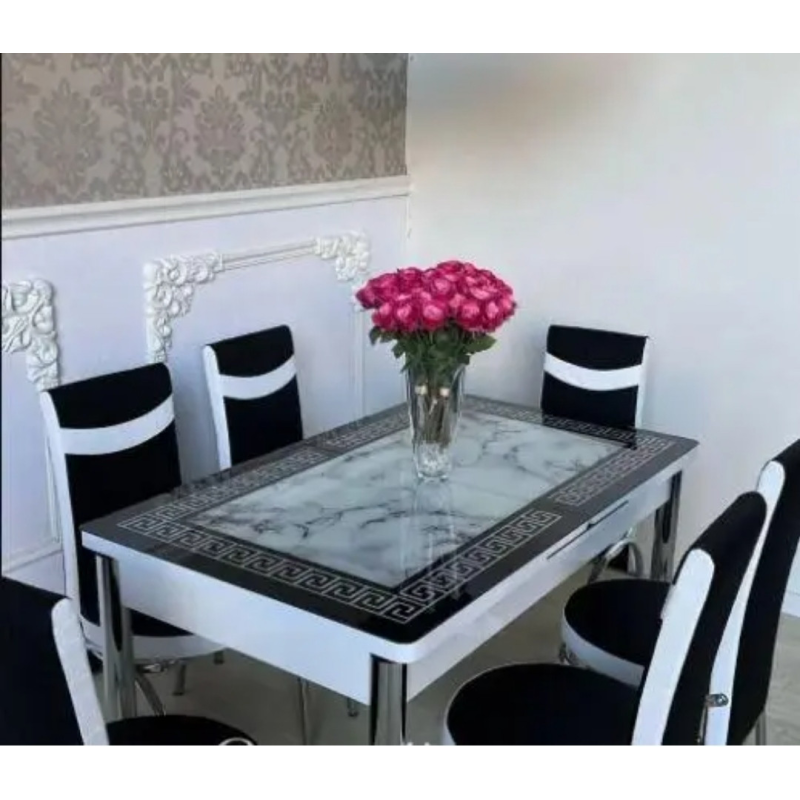 Розпродаж! Обідній комплект розкладний стіл і 6 стільців. Калене скло Туреччина