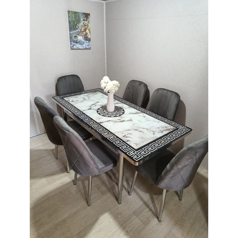 Розпродаж ! Обідні комплекти. Скляний розкладний стіл та 6 стільців Туреччина